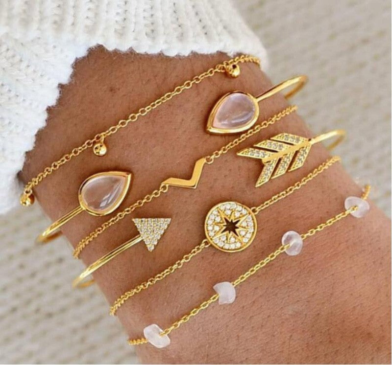 Novo boêmio amor coração mapa pulseiras conjunto para mulheres contas de cris