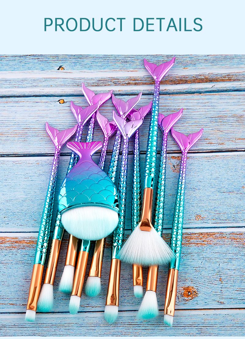 10/11 pçs kit de pincéis de maquiagem maquiagem maquillaje nova sereia fundaç