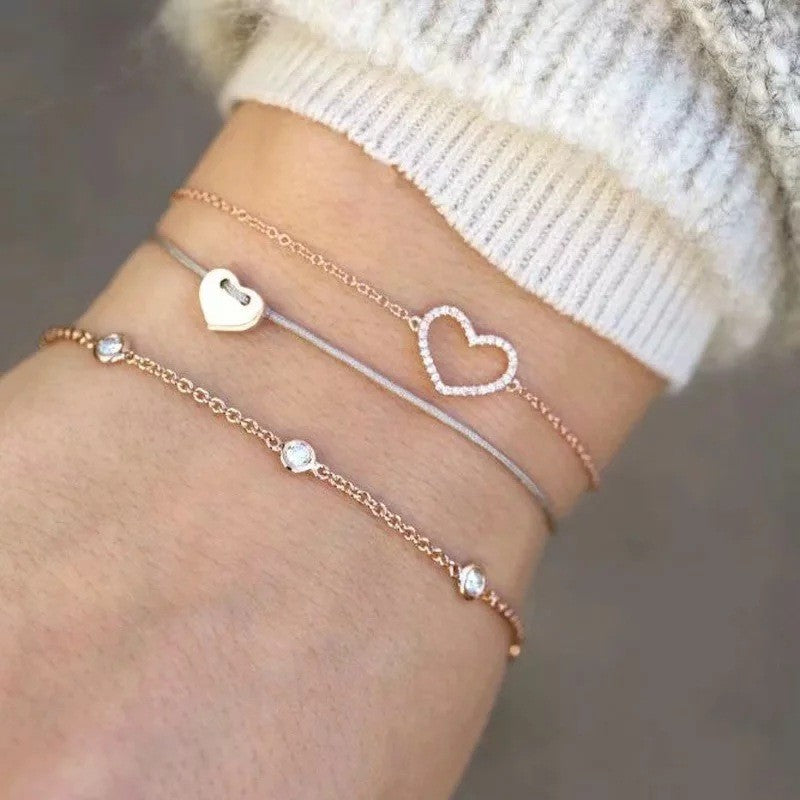 Novo boêmio amor coração mapa pulseiras conjunto para mulheres contas de cris