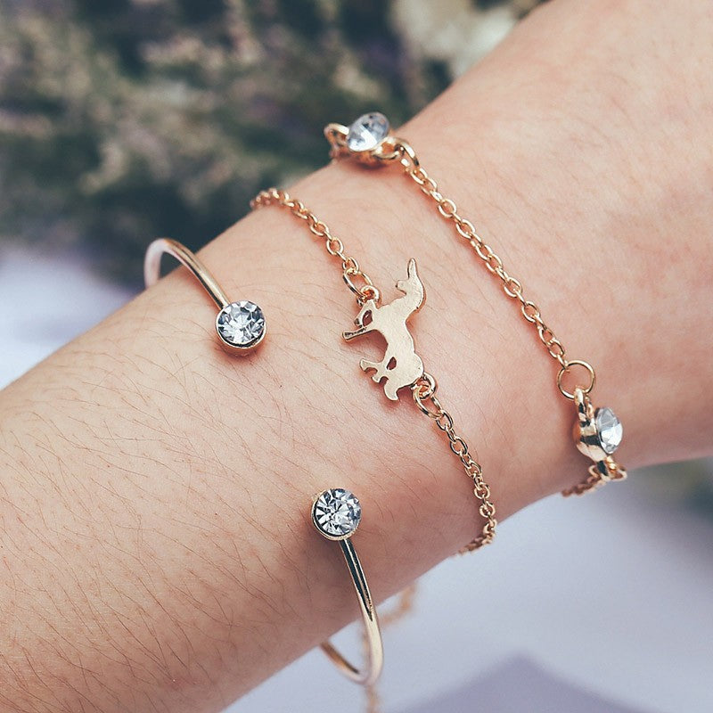 Novo boêmio amor coração mapa pulseiras conjunto para mulheres contas de cris
