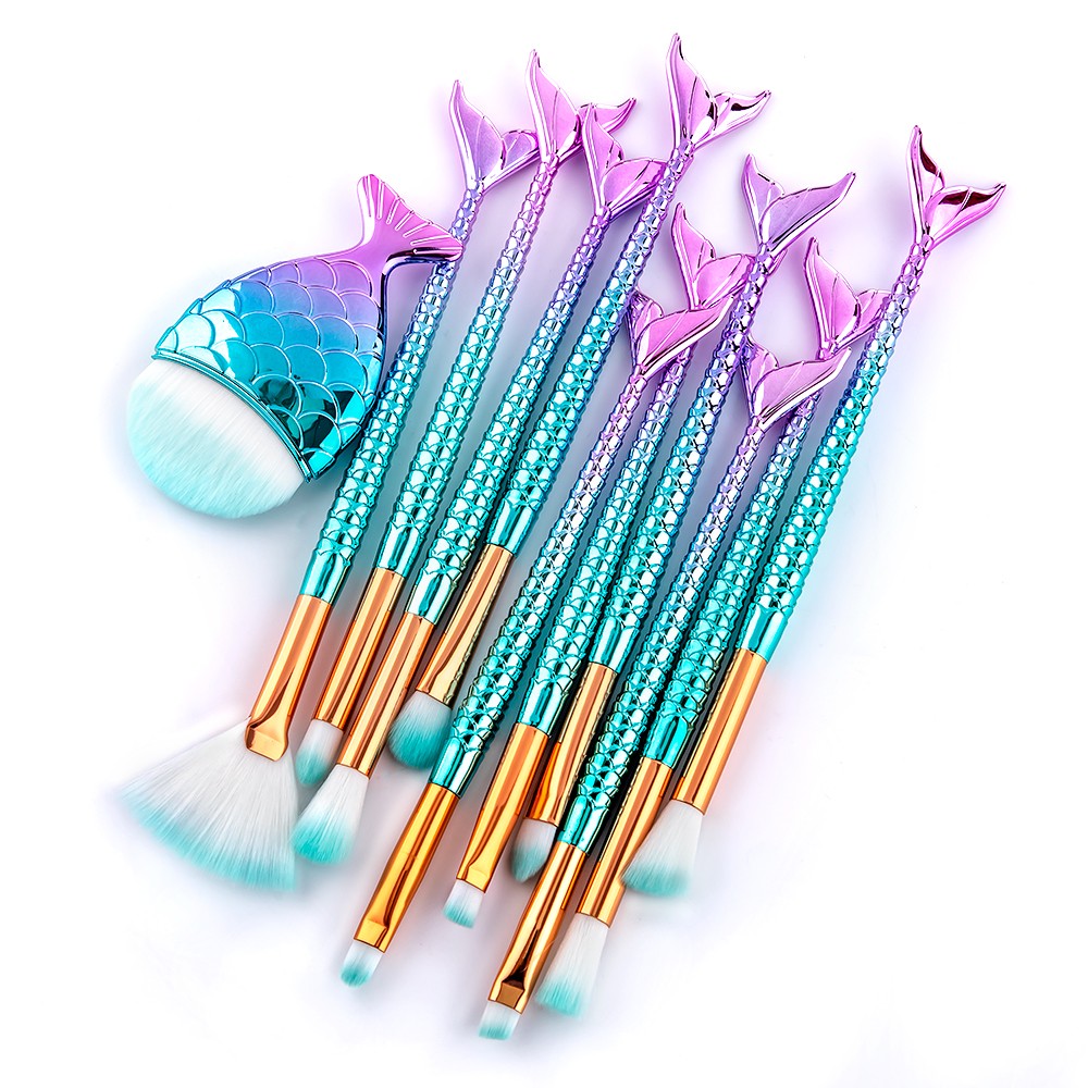 10/11 pçs kit de pincéis de maquiagem maquiagem maquillaje nova sereia fundaç