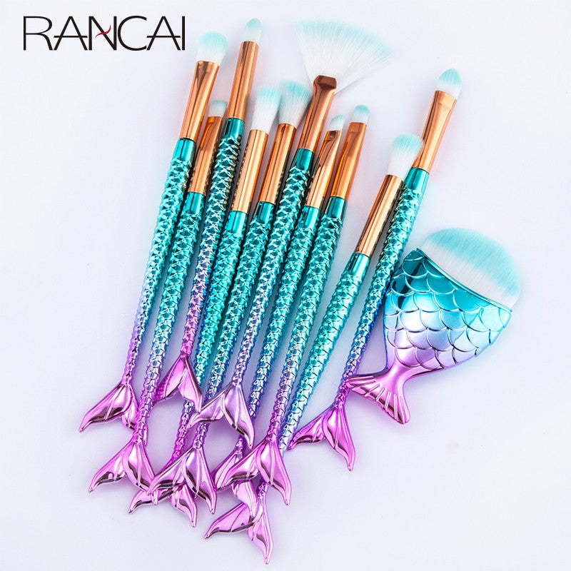 10/11 pçs kit de pincéis de maquiagem maquiagem maquillaje nova sereia fundaç