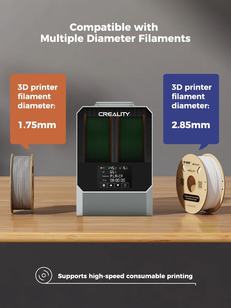 Secador de filamento Creality Space Pi 160W mais capacidade de dois rolos atuali
