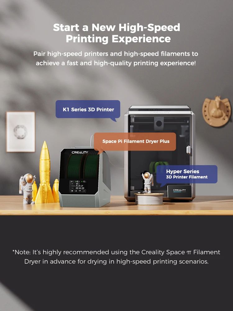 Secador de filamento Creality Space Pi 160W mais capacidade de dois rolos atuali
