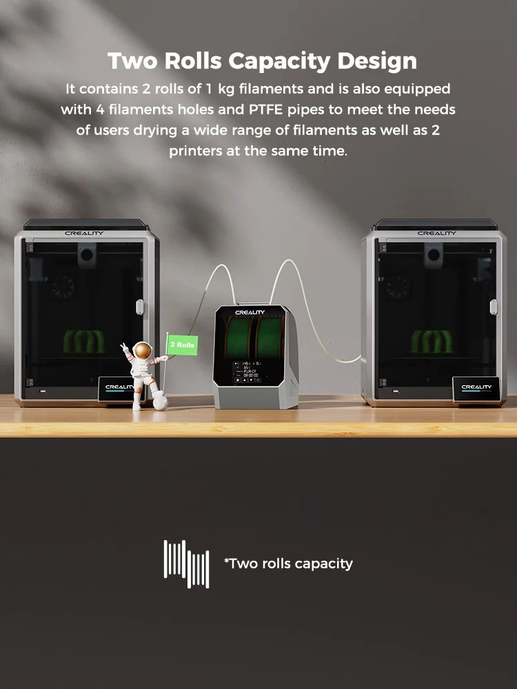 Secador de filamento Creality Space Pi 160W mais capacidade de dois rolos atuali