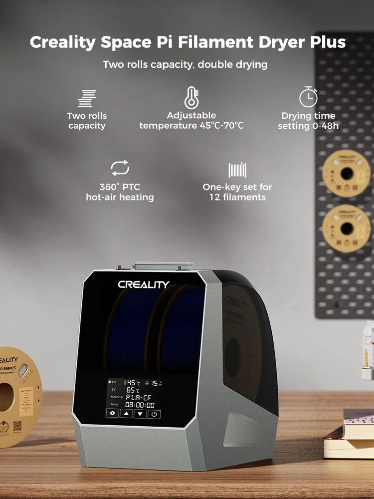 Secador de filamento Creality Space Pi 160W mais capacidade de dois rolos atuali
