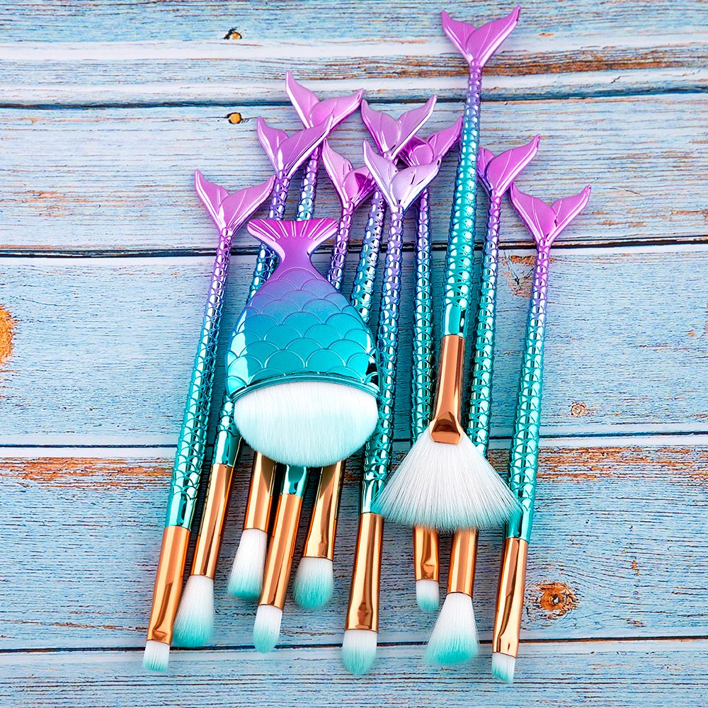 10/11 pçs kit de pincéis de maquiagem maquiagem maquillaje nova sereia fundaç