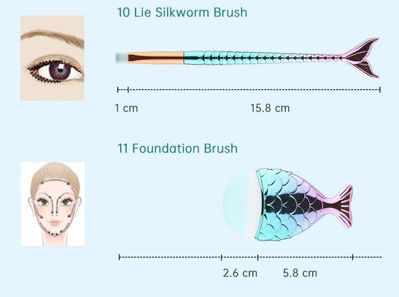 10/11 pçs kit de pincéis de maquiagem maquiagem maquillaje nova sereia fundaç