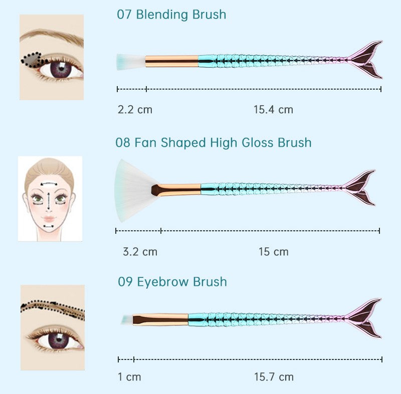 10/11 pçs kit de pincéis de maquiagem maquiagem maquillaje nova sereia fundaç