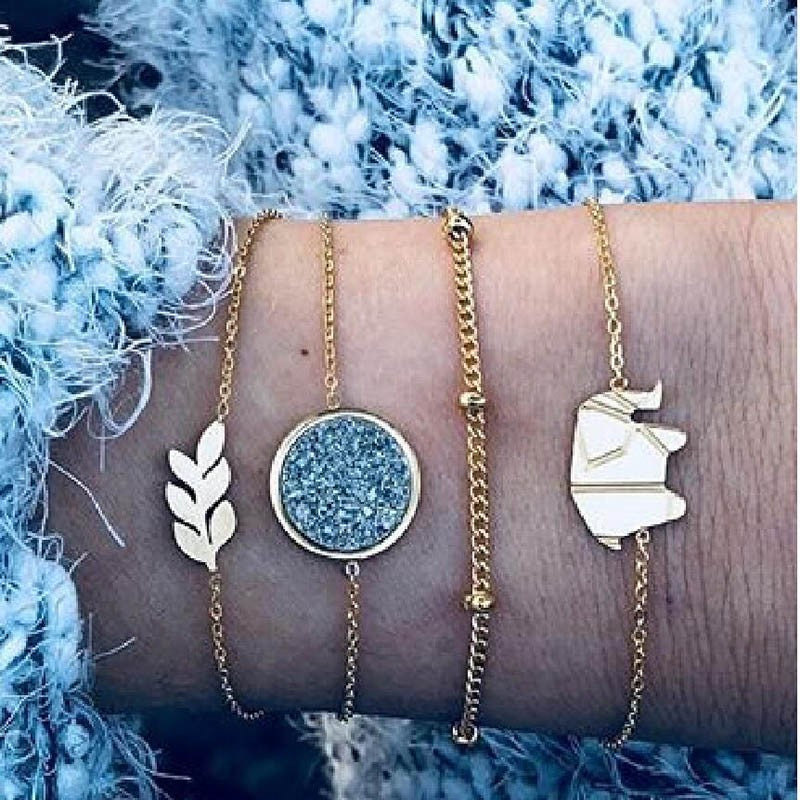 Novo boêmio amor coração mapa pulseiras conjunto para mulheres contas de cris