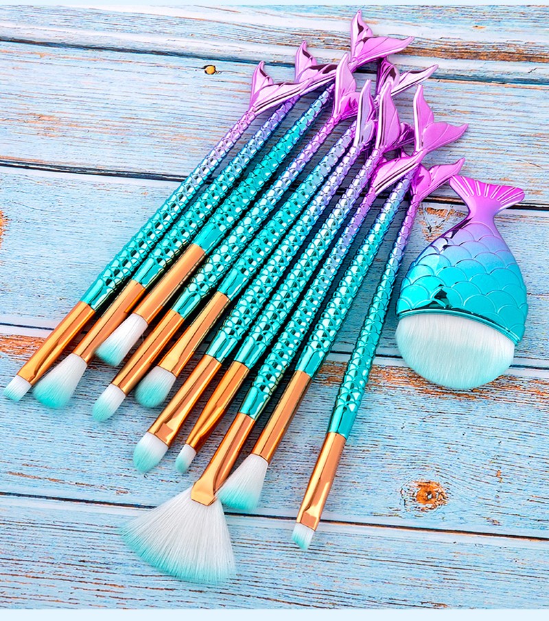 10/11 pçs kit de pincéis de maquiagem maquiagem maquillaje nova sereia fundaç